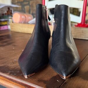 Ted Baker Black Ankle Booties with Gold Toe Caps size 39